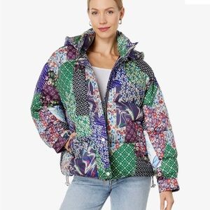 Avec Les Filles Vibrant Patchwork Puffer Jacket